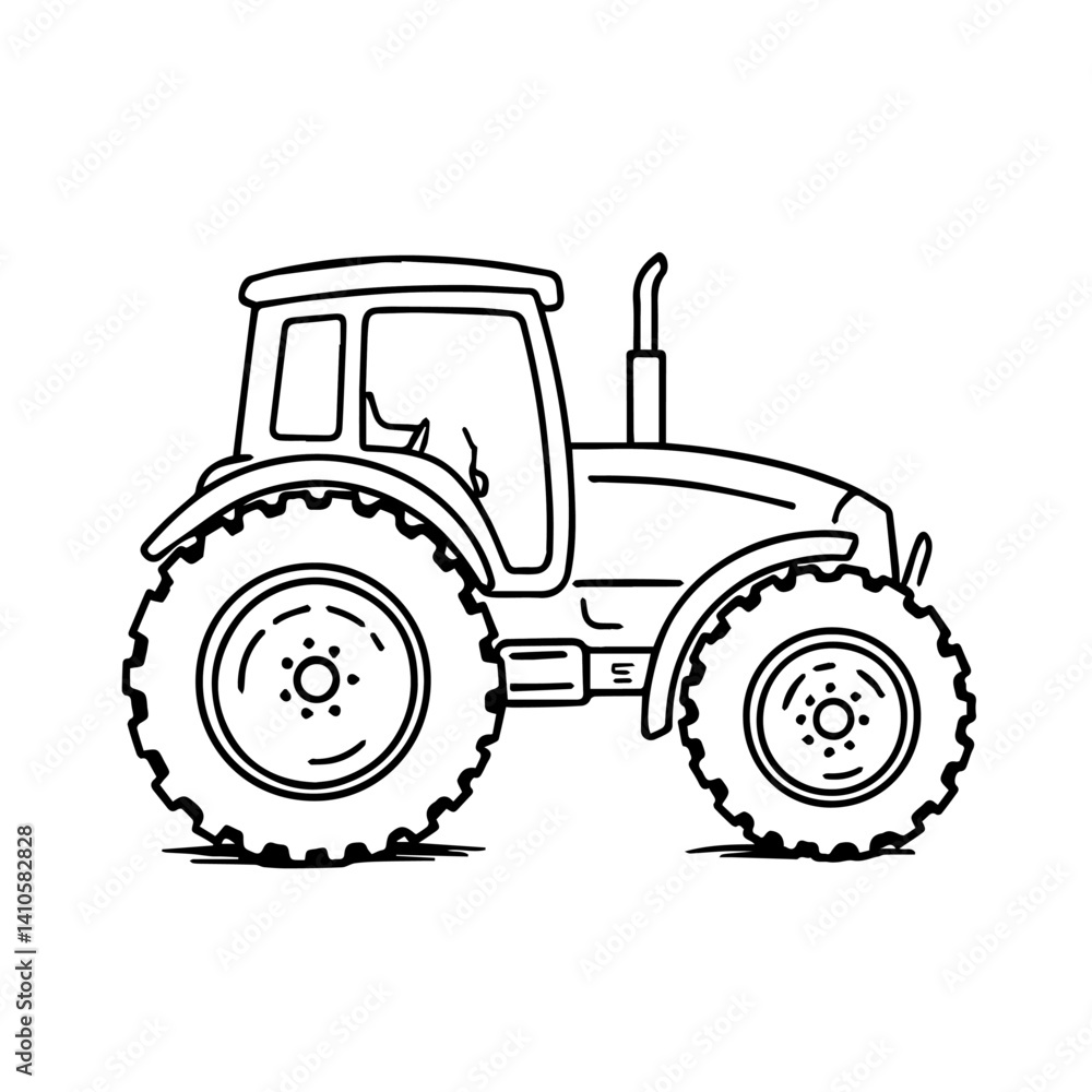 Obraz premium Tractor illustration in black and white style 