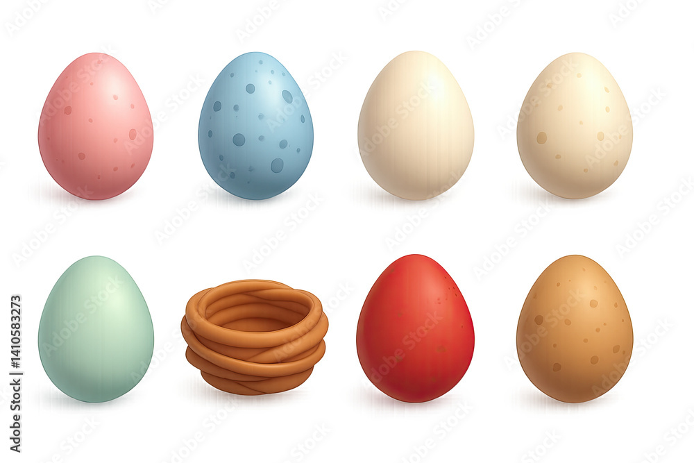 3D icon set of colorful birds: owl, finch, swan, canary, nest, hummingbird, eagle, pigeon. 3d icon. icons set of 3d style in a modern design. Isolated