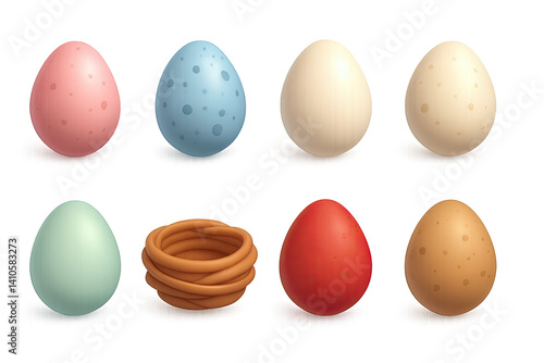 Obraz na płótnie 3D icon set of colorful birds: owl, finch, swan, canary, nest, hummingbird, eagle, pigeon. 3d icon. icons set of 3d style in a modern design. Isolated w salonie