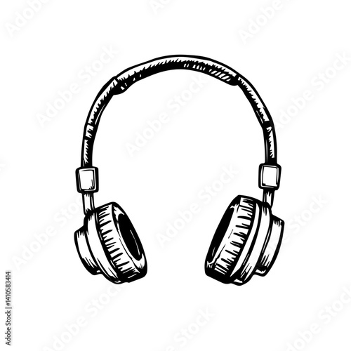 Headphones Illustrated on White Background for Music Blogs, Audio Productions, Design Projects, Digital Media, and Creative Content