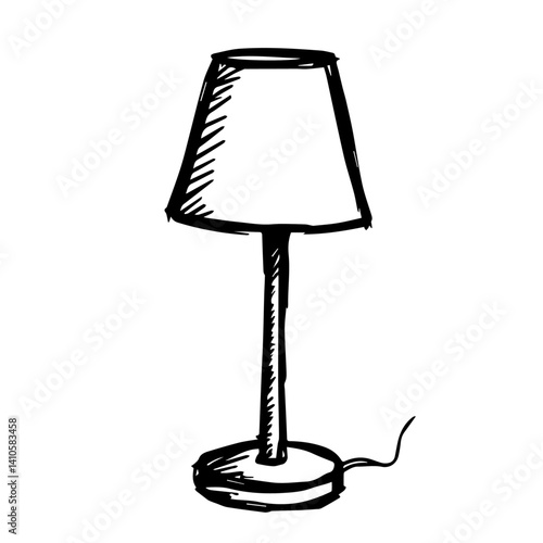Hand-drawn Table Lamp Illustration on White Background for Home Decor Blogs, Interior Design Websites, Art Projects, and Creative Content