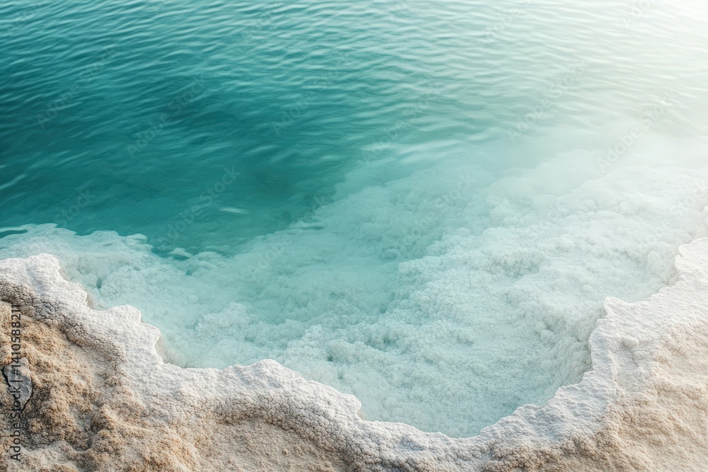 Fototapeta premium Mystical Morning at the Dead Sea: Salt Formations and Crystal Clear Waters