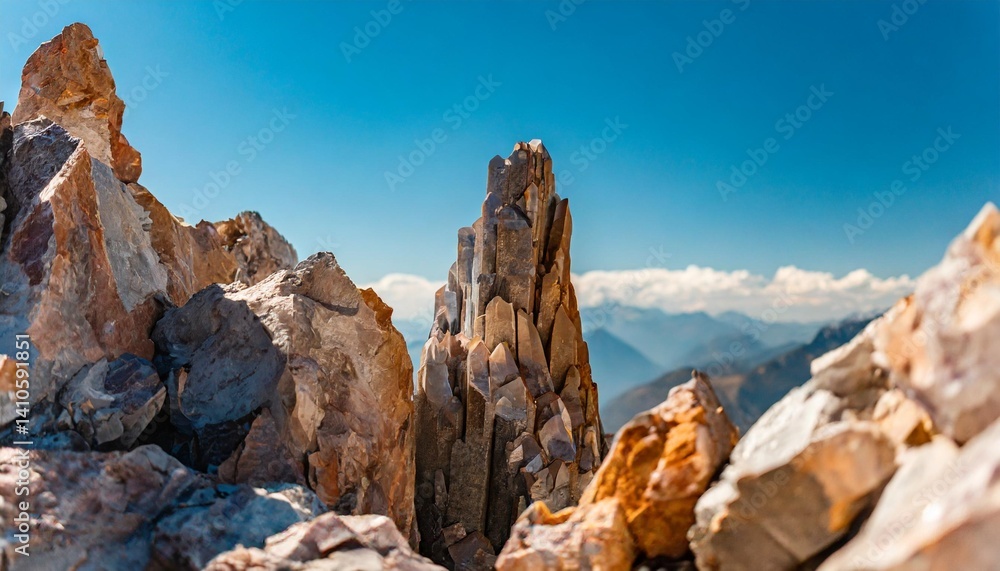 Obraz premium Prismatic Crystal Clusters in Radiant Mineral Visions