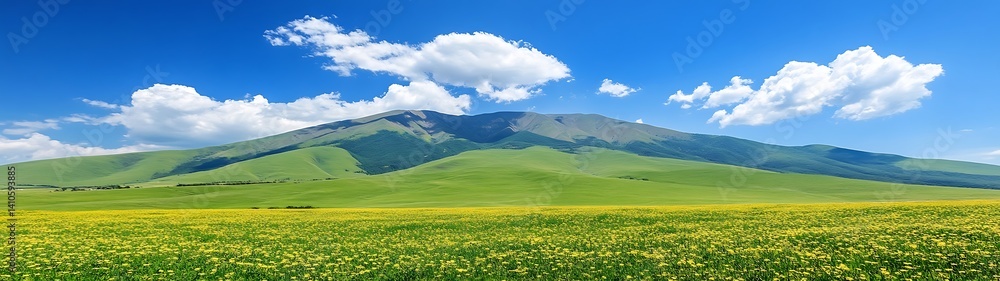 Fototapeta premium Lush Valley Under Blue Sky