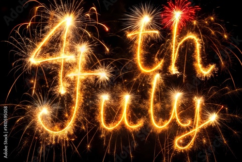 Sparkler trails spelling “4th of July”