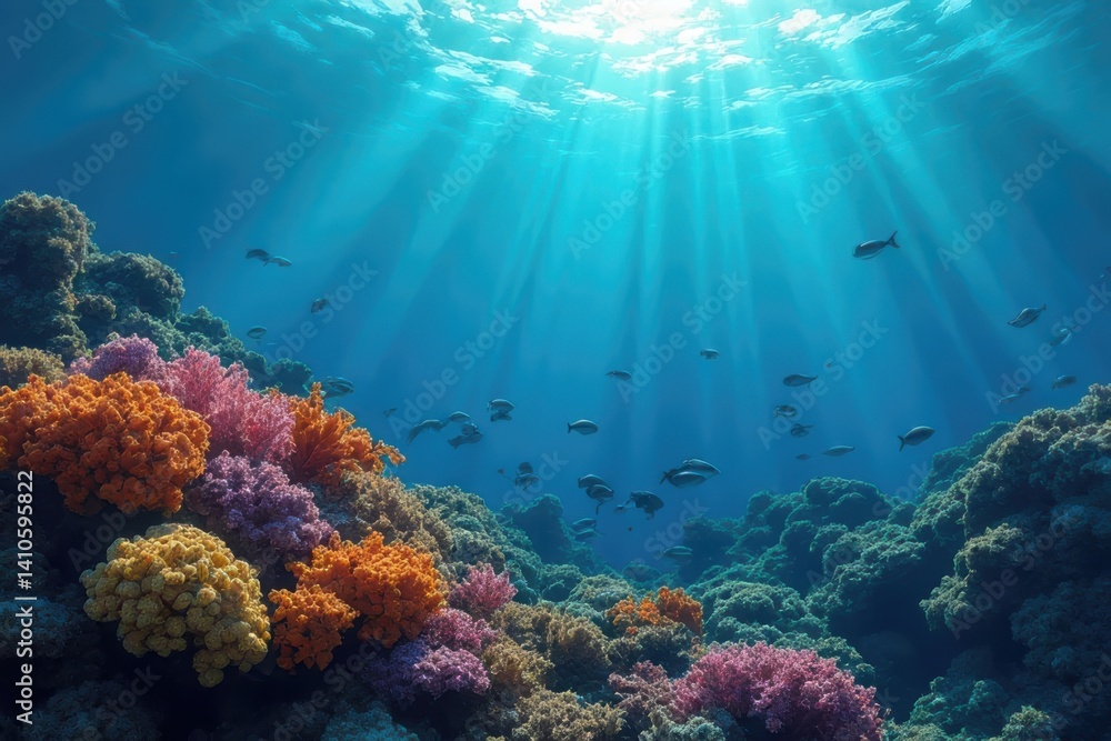 Naklejka premium Marine research perspective monitoring coral reef health acoustically