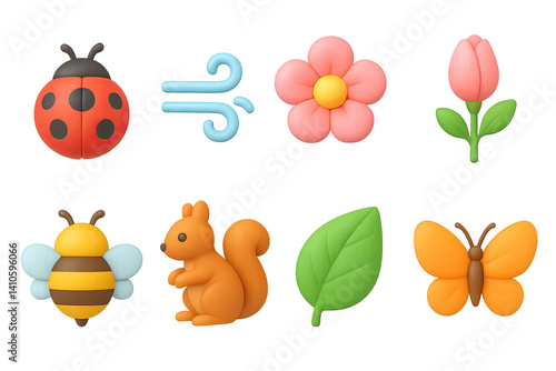 3D icon set of picnic in nature: book, blanket, radio, juice bottle, fruit bowl, paper plates, picnic basket, thermos. 3d icon. icons set of 3d style in a modern design. Isolated