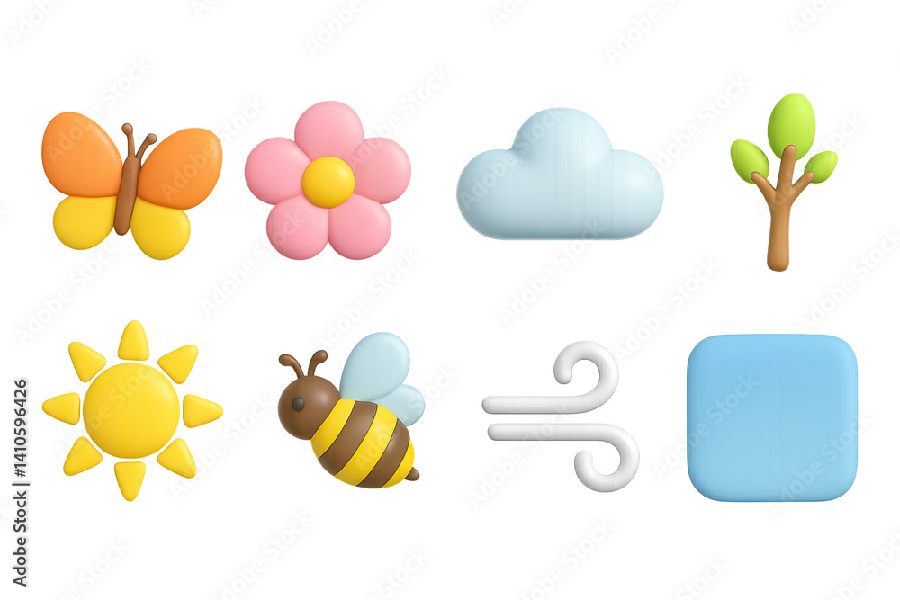 3D icon set of spring flowers: marigold, anemone, hibiscus, geranium, lily, hyacinth, iris, tulip. 3d icon. icons set of 3d style in a modern design. Isolated