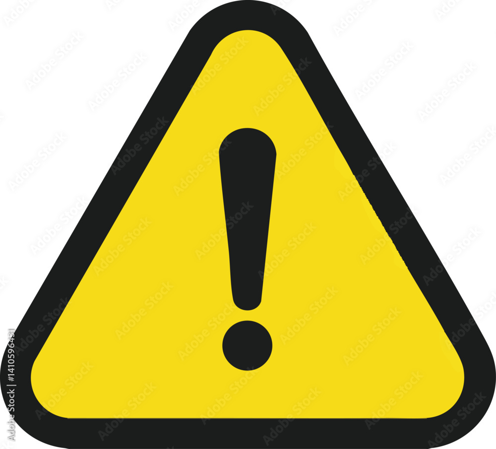 Yellow triangle warning sign with exclamation mark. Yellow triangle warning sign with exclamation mark.