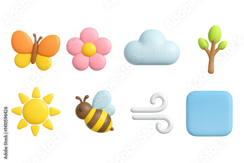 Obraz na płótnie 3D icon set of spring flowers: marigold, anemone, hibiscus, geranium, lily, hyacinth, iris, tulip. 3d icon. icons set of 3d style in a modern design. Isolated w salonie
