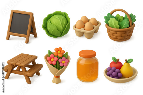 Obraz na płótnie 3D icon set of easter market: chocolate bunny, easter card, cross, easter grass, coloring kit, ribbon, candle, lamb. 3d icon. icons set of 3d style in a modern design. Isolated w salonie