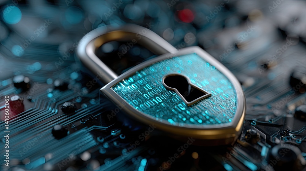 Secure lock safeguards sensitive binary data, ensuring cybersecurity and information privacy in digital world