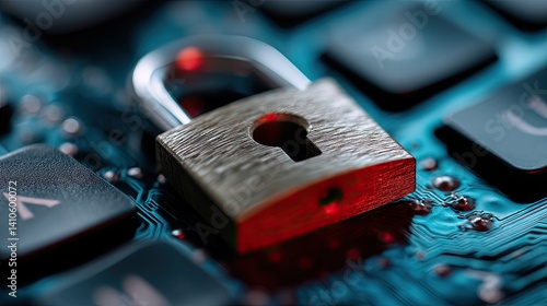 Obraz na płótnie Secure lock safeguards sensitive binary data, ensuring cybersecurity and information privacy in digital world w salonie