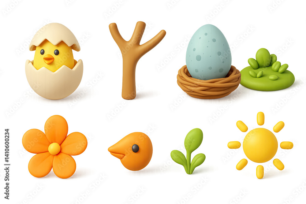 3D icon set of spring flowers: marigold, anemone, hibiscus, geranium, lily, hyacinth, iris, tulip. 3d icon. icons set of 3d style in a modern design. Isolated