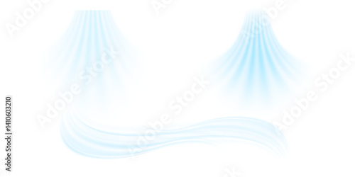 Air flow Isolated PNG and vector isolated. Effect of winter air and wind stream waves effect in blue color.