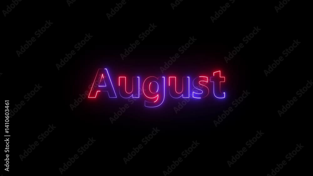 Neon month name August text icon animation . month of year Neon glowing month name text... Neon month name August text icon animation . month of year Neon glowing month name text...