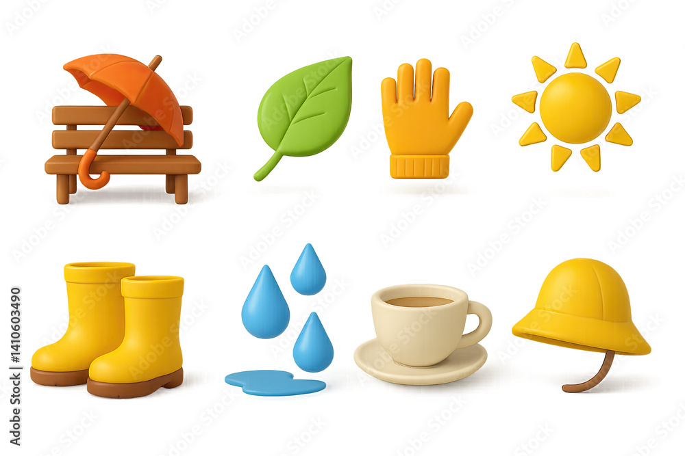 Cozy autumn vibes: 3d icon set featuring seasonal essentials for fall weather