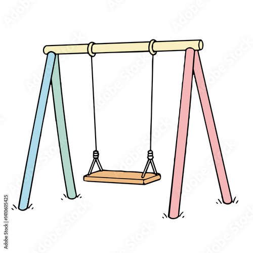 Cartoon swing icon for kids’ games, playground scenes, or educational apps. Perfect for illustrating outdoor fun, playtime, or childhood moments in a cheerful and colorful style.