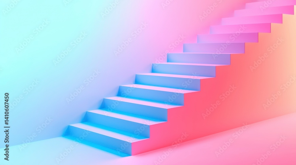 Pastel Pink and Blue Staircase - Abstract Modern Minimalist Background Pastel Pink and Blue Staircase - Abstract Modern Minimalist Background