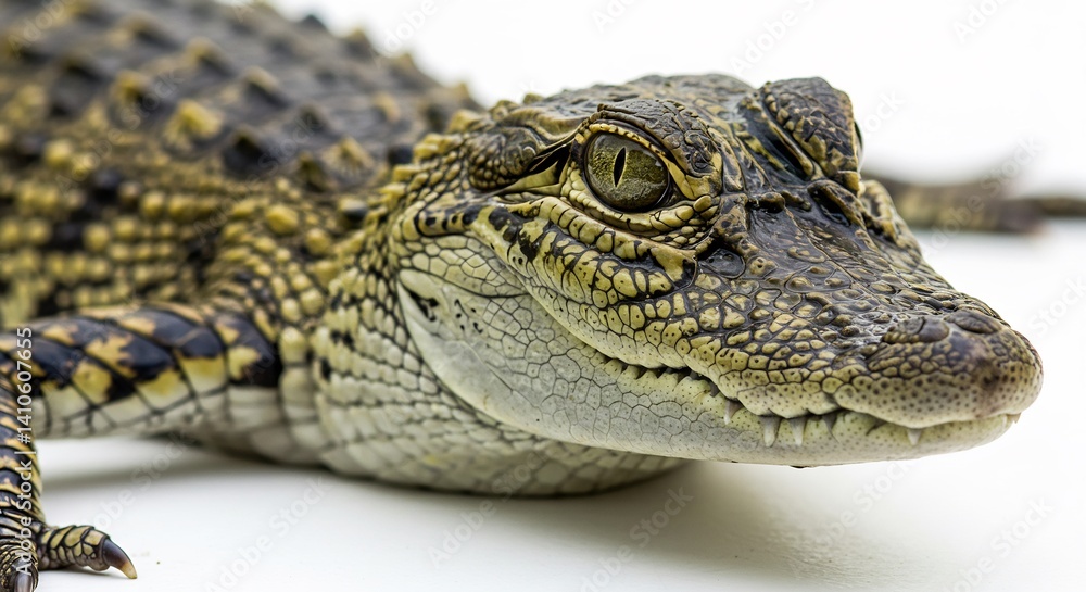 Obraz premium 小さなワニ、穏やかな表情、鮮明な質感、自然光
