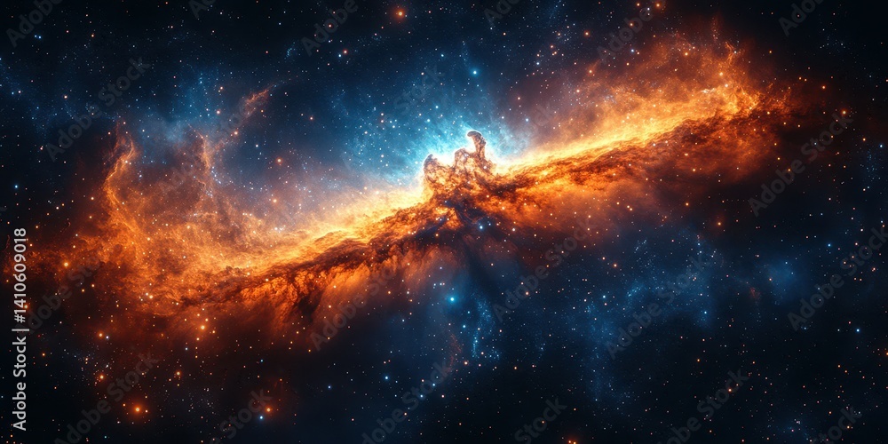 Fototapeta premium Colorful nebula illuminating the cosmos with vibrant hues and intricate patterns