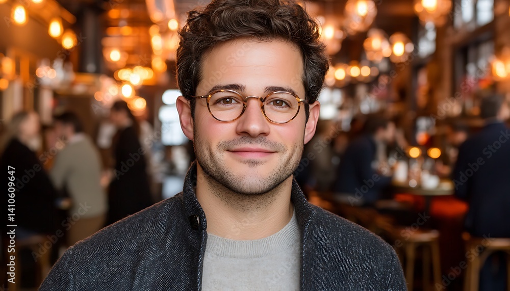 Fototapeta premium Man smiling in cafe