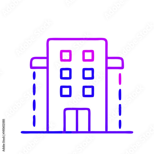 hotel building gradient outline on transparent background 
