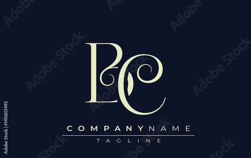 BC abstract Logo. Elegantly Designed Minimalist Monogram Logo with Stylish Lettering. Sophisticated and sleek minimalist monogram showcasing unique lettering design.