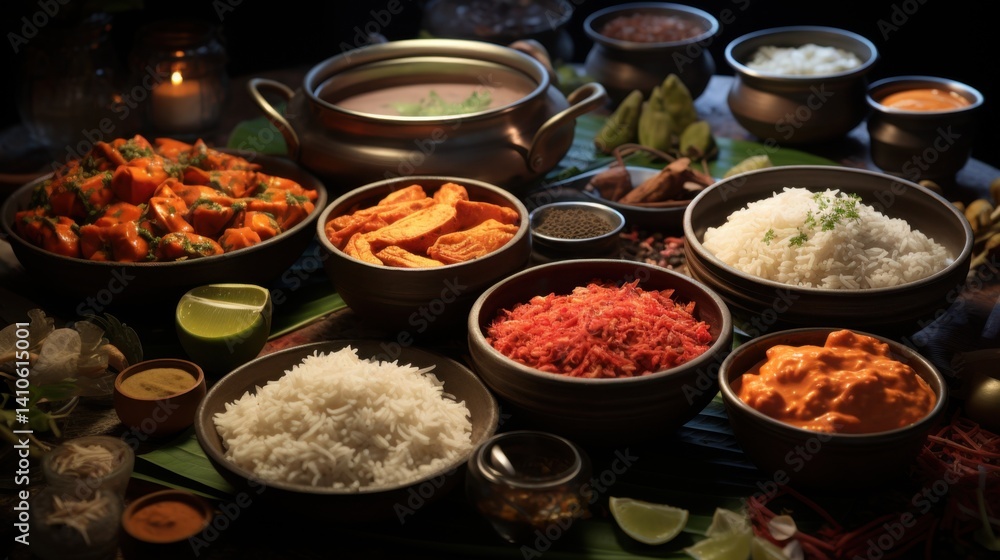 A table filled with bowls of food items A table filled with bowls of food items