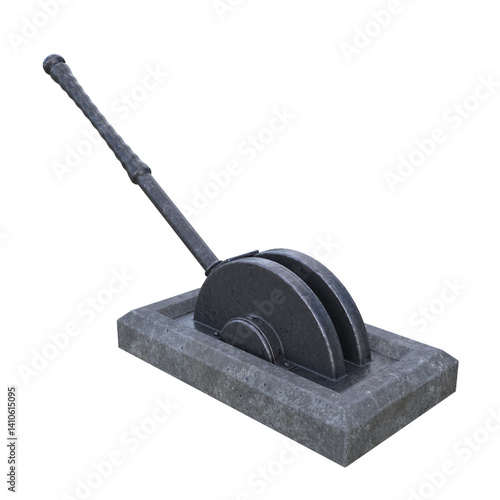 Dungeon Lever, 3d illustration isolated on white background
