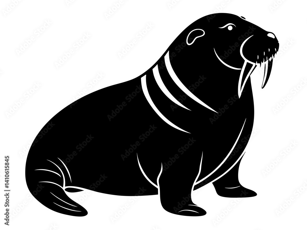 Fototapeta premium Walrus Silhouette Vector & SVG | Arctic Animal Clipart for Ocean Crafts, Kids Designs & Nature Decor