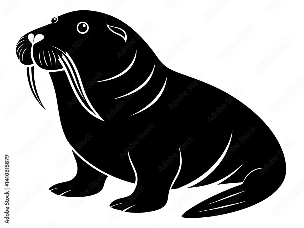 Fototapeta premium Walrus Silhouette Vector & SVG | Arctic Animal Clipart for Ocean Crafts, Kids Designs & Nature Decor