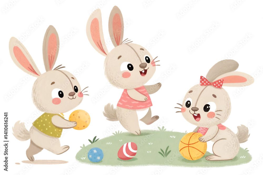 Fototapeta premium easter bunny and eggs on transparent background 
