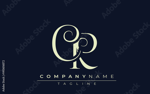 CR abstract Logo. Elegantly Designed Minimalist Monogram Logo with Stylish Lettering. Sophisticated and sleek minimalist monogram showcasing unique lettering design.