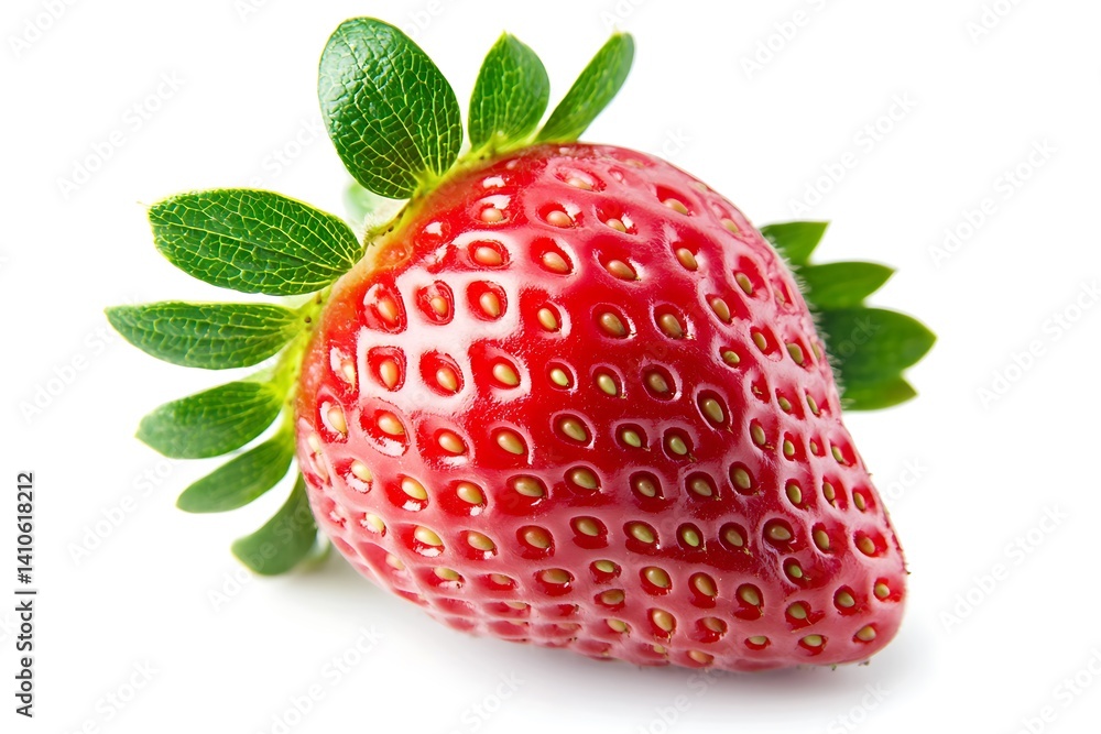 A Single Ripe Strawberry with Tiny Visible Seeds A Single Ripe Strawberry with Tiny Visible Seeds