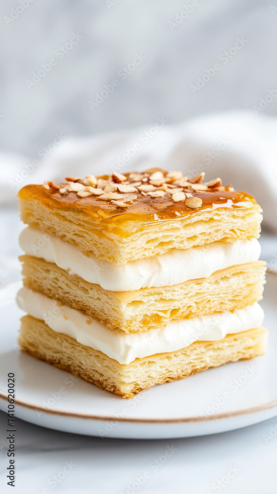 Almond Cream Puff Pastry: A decadent and visually appealing pastry, composed of flaky layers of puff pastry, a smooth and creamy filling, and a sweet almond topping. Almond Cream Puff Pastry: A decadent and visually appealing pastry, composed of flaky layers of puff pastry, a smooth and creamy filling, and a sweet almond topping.