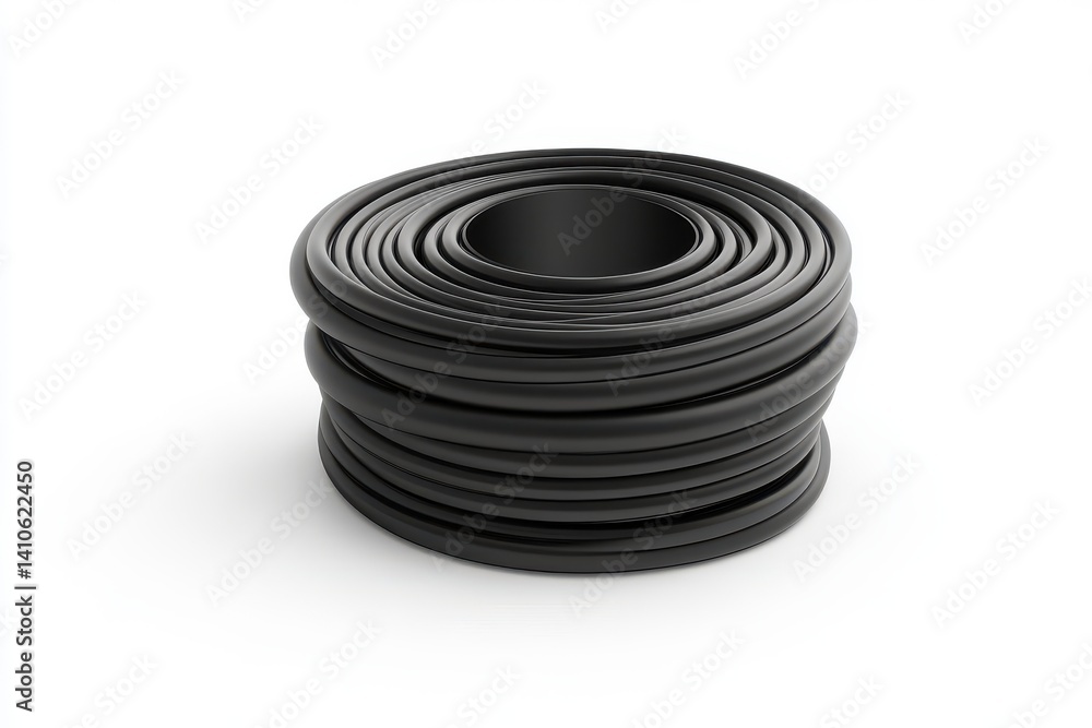 A coiled cable on white space isolated on white background A coiled cable on white space isolated on white background