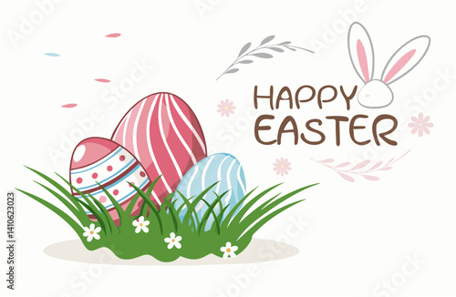 easter greeting card with eggs and bunny. A charming element to brighten up any design