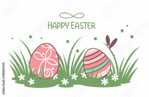 easter greeting card with eggs and bunny. A charming element to brighten up any design