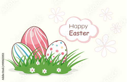 easter greeting card with eggs and bunny. A charming element to brighten up any design