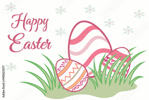 easter greeting card with eggs and bunny. A charming element to brighten up any design