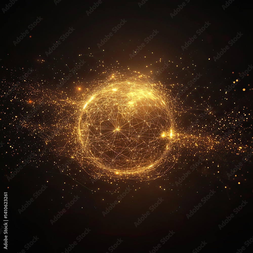 Obraz premium Golden Global Network Connection.
