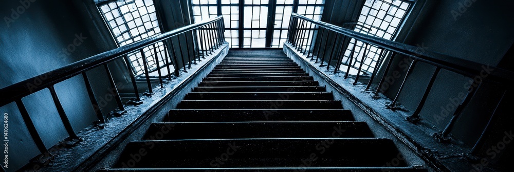 Ascending to Light A Dark Staircase Leading Upwards Ascending to Light A Dark Staircase Leading Upwards