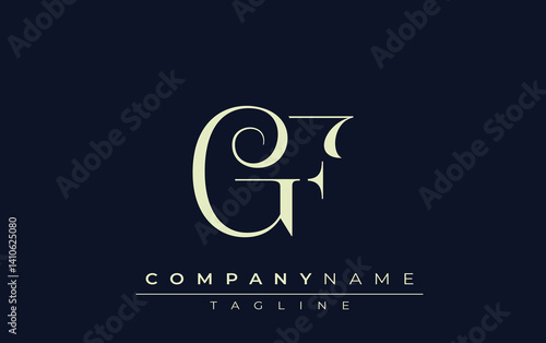 GF abstract Logo. Elegantly Designed Minimalist Monogram Logo with Stylish Lettering. Sophisticated and sleek minimalist monogram showcasing unique lettering design.