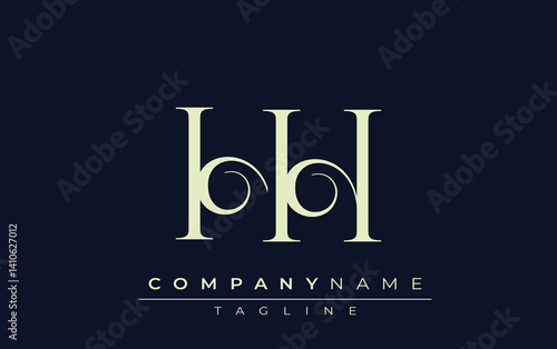 HH abstract Logo. Elegantly Designed Minimalist Monogram Logo with Stylish Lettering. Sophisticated and sleek minimalist monogram showcasing unique lettering design.