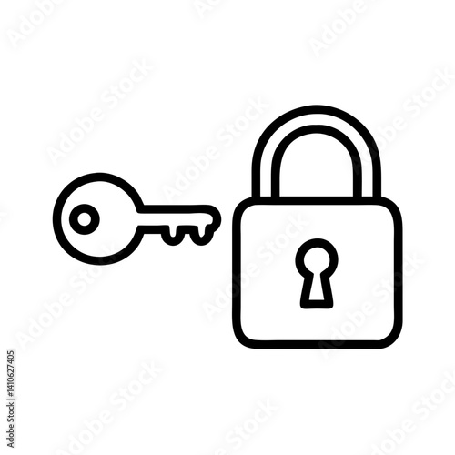 Key and lock icon representing security and access  