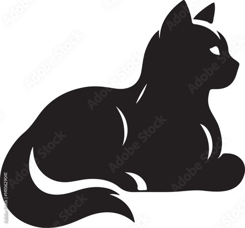 Schilderij op canvas Silhouette vector of a barn cat in alert pose