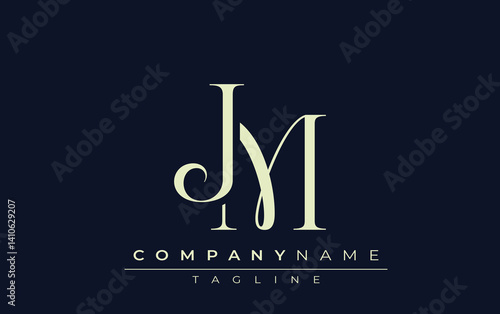 JM abstract Logo. Elegantly Designed Minimalist Monogram Logo with Stylish Lettering. Sophisticated and sleek minimalist monogram showcasing unique lettering design.