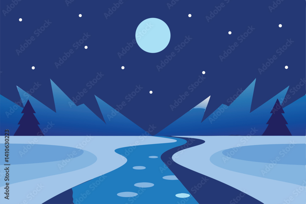 Naklejka premium christmas night landscape