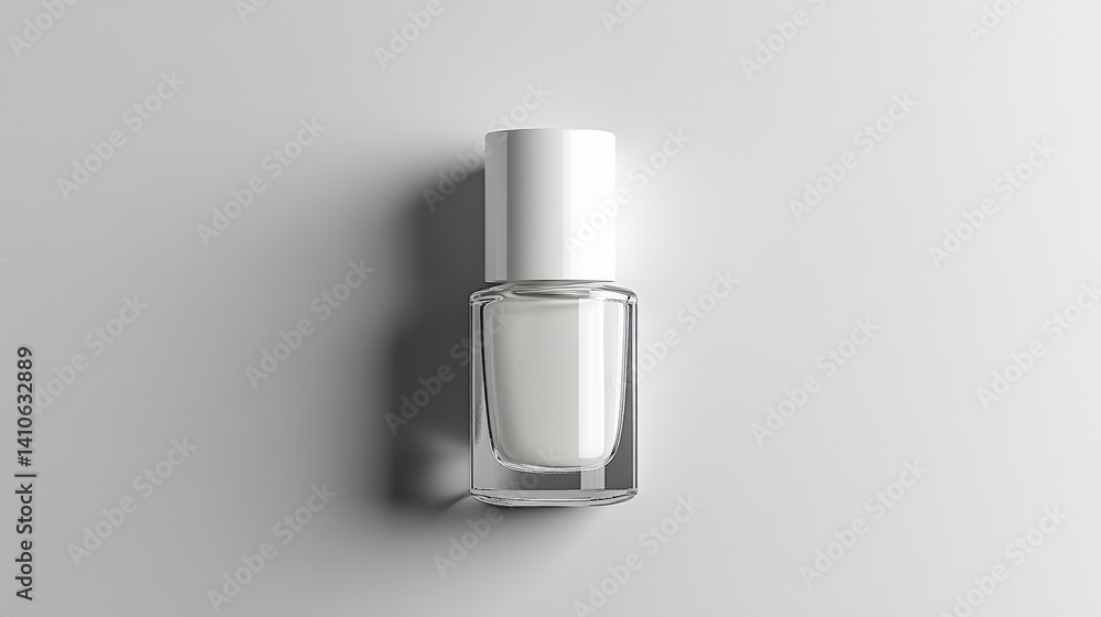 Minimalist white nail polish bottle on gray background Minimalist white nail polish bottle on gray background